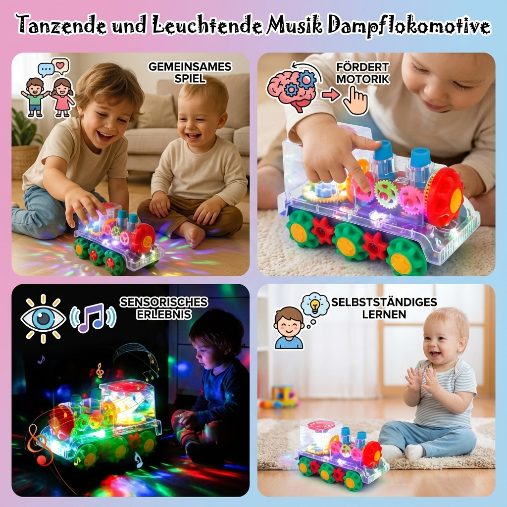 Musik Dampflokomotive mit tanzenden und leuchtenden Effekten