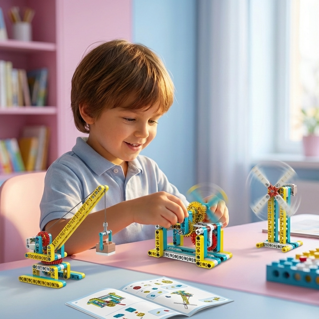 Spielset mit Bausteinen für Wissenschaft und Technik im 3in1-Design