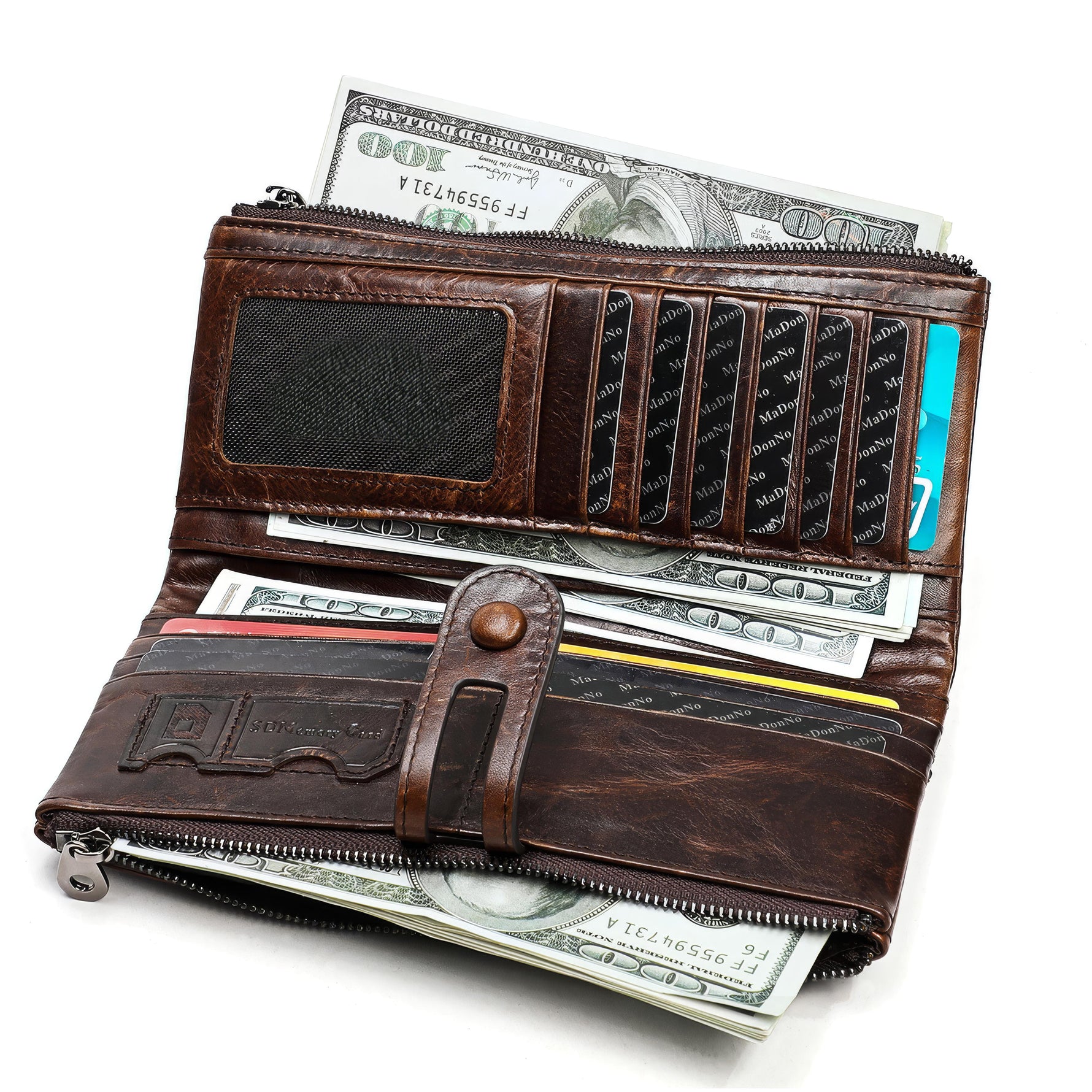 Stylish ladies' genuine leather wallet with RFID protection