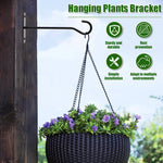 Wall Hooks for Plants – 15 cm Black Iron – Set of 4 with 10 kg Load Capacity