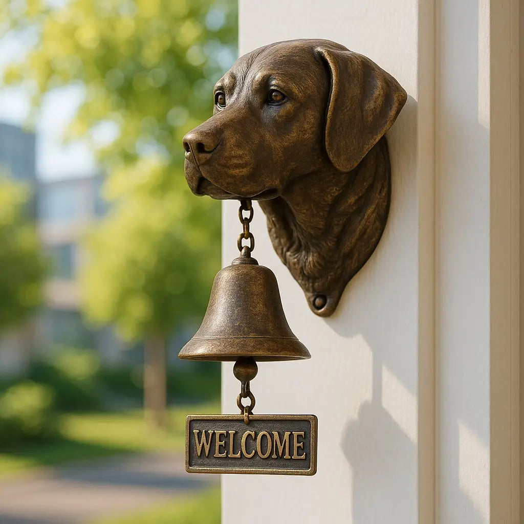 Willkommensglocke mit Schäferhund-Design – Elegante Wandglocke aus Bronze