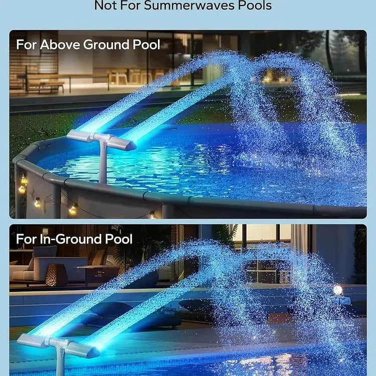 Solarbetriebene Poolfontäne mit RGB-LED-Beleuchtung – Doppelbogen, Fernbedienung