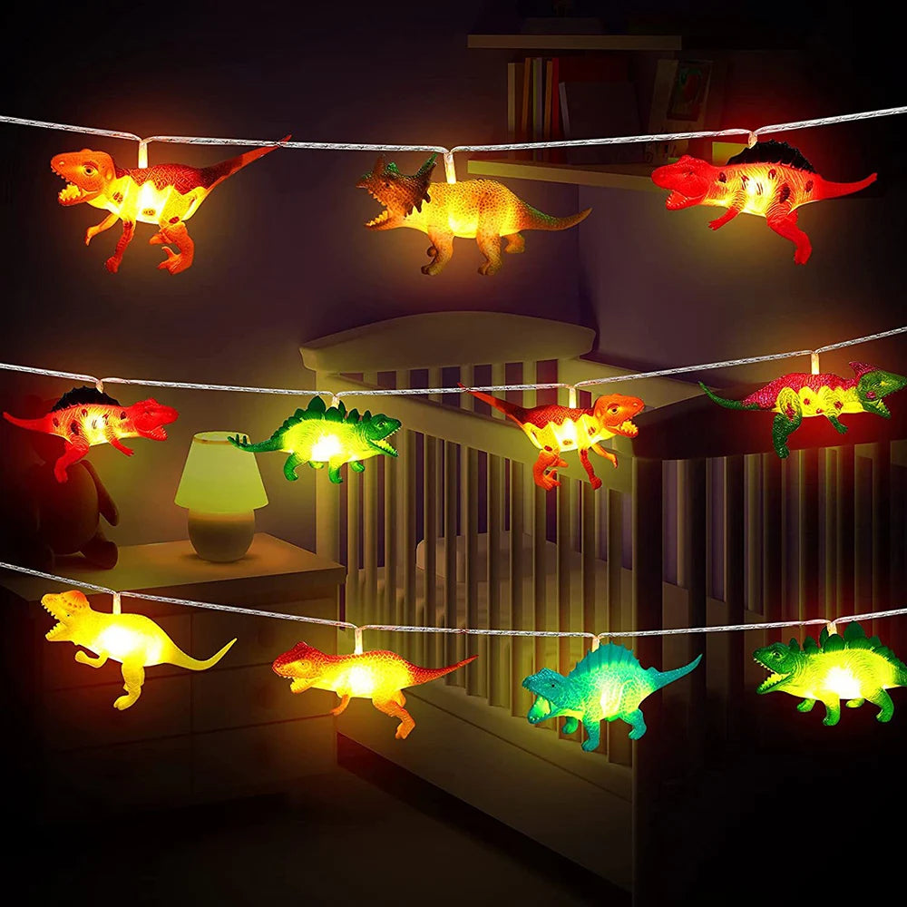 DinoLights | LED Dinosaur String Lights for Kids | Warm White | 1.5 m / 3 m Battery Operated