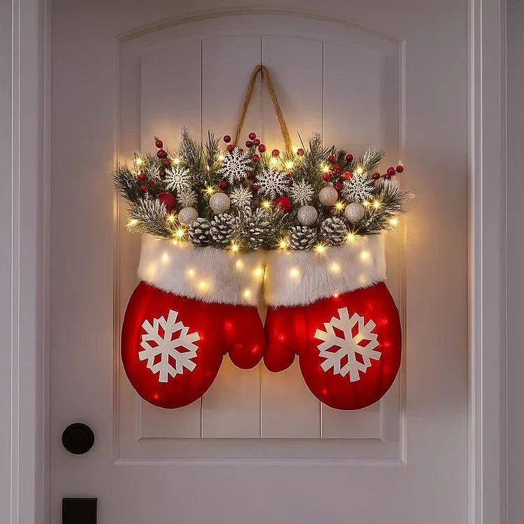 Festlicher Weihnachtskranz in Handschuhform – 120 LEDs mit Timer