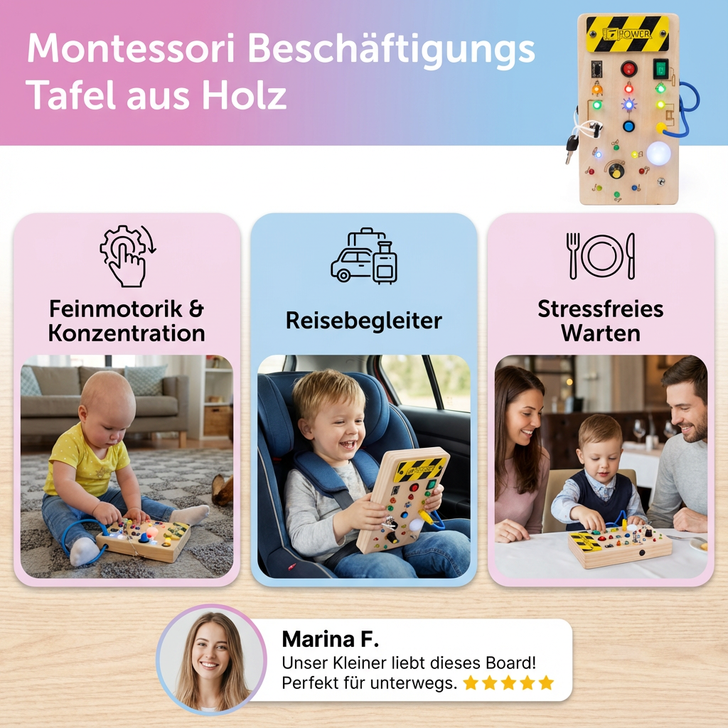 Holztafel für Montessori Beschäftigungen