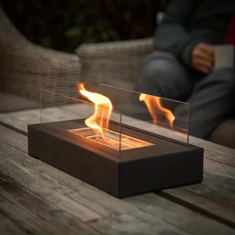Eleganter Tischkamin für Terrasse und Balkon mit Bioethanol