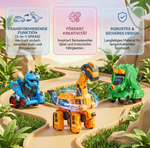 Verwandlungsautos mit Dinosaurier-Motiven