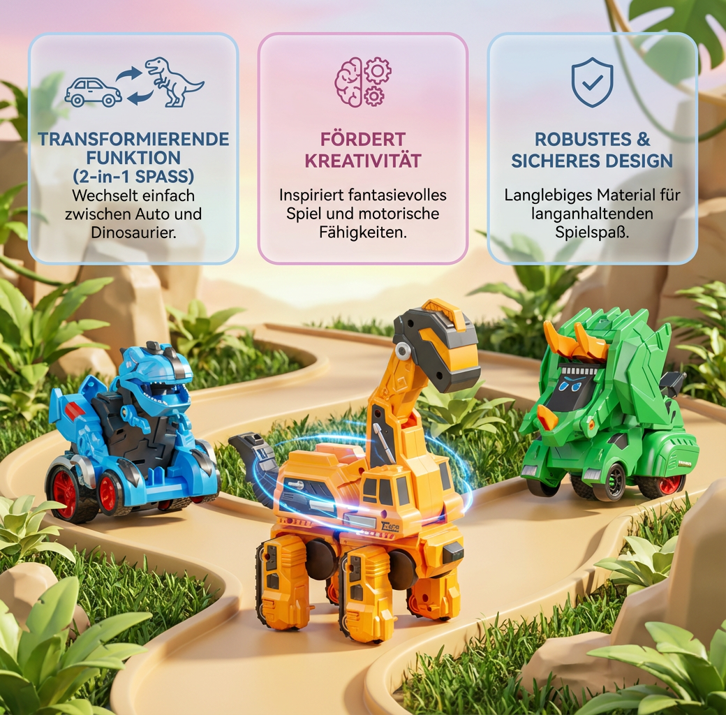 Verwandlungsautos mit Dinosaurier-Motiven