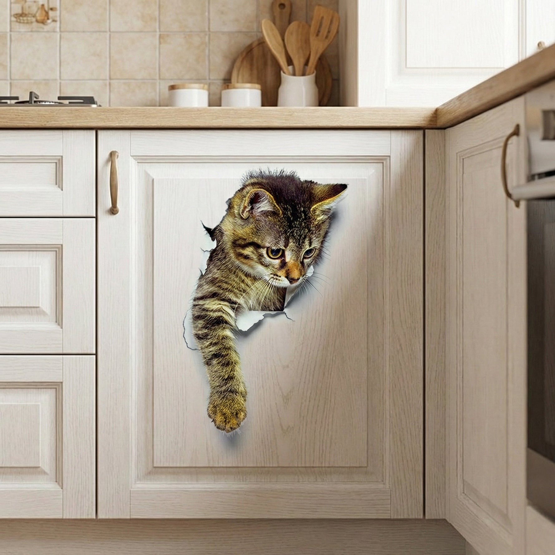 Verspielter 3D Katzen Toilette Aufkleber für Ihr Badezimmer