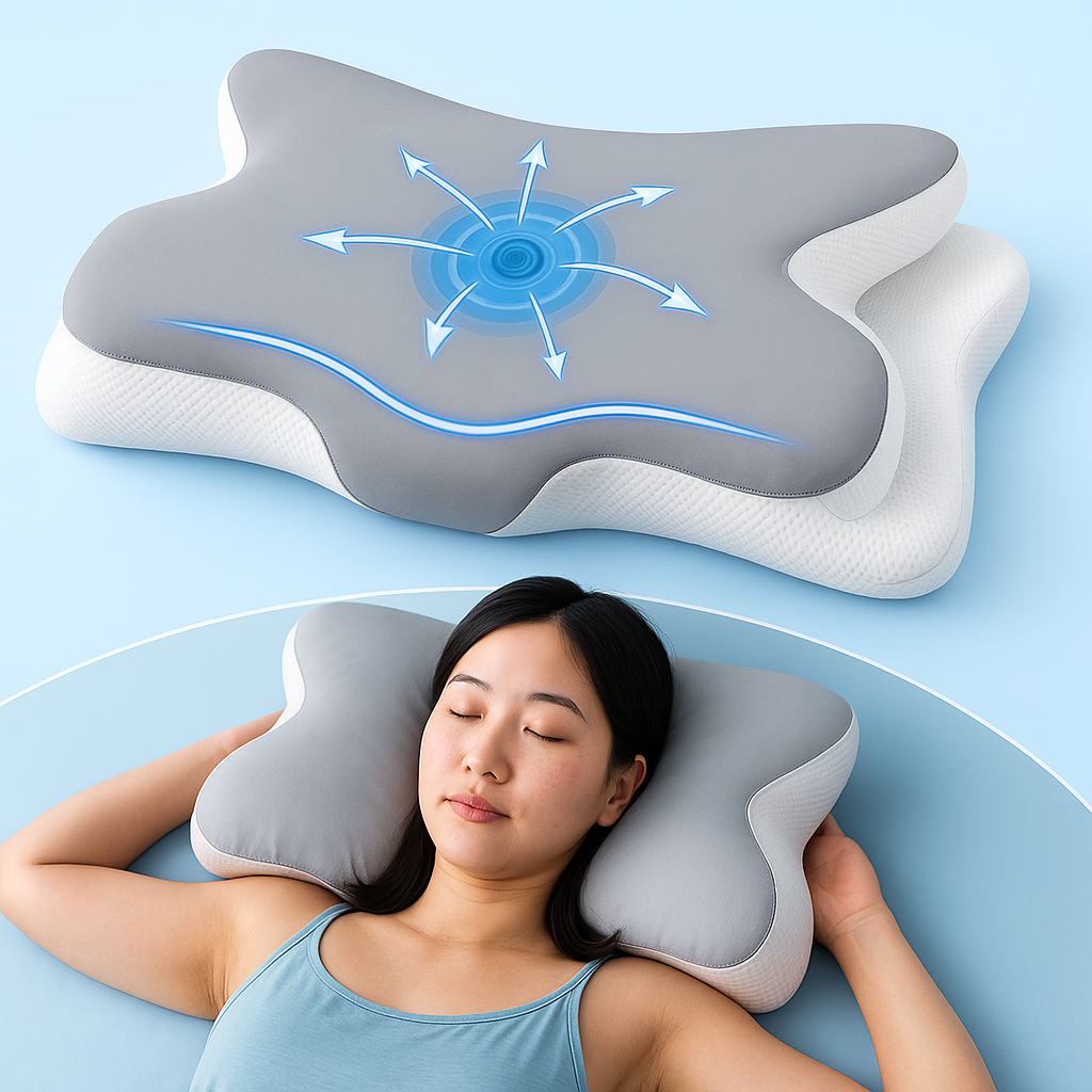 Ergonomisches Kissen aus viskoelastischem Schaumstoff in Schmetterlingsform