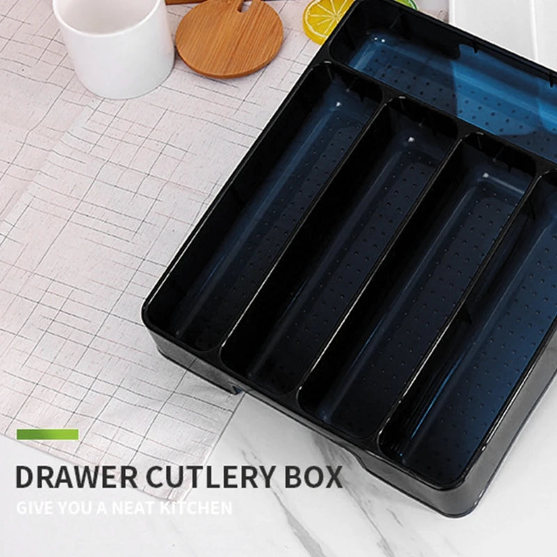 Practical Cutlery and Drawer Organizer | 27x17.6x3.5 cm | Black or White