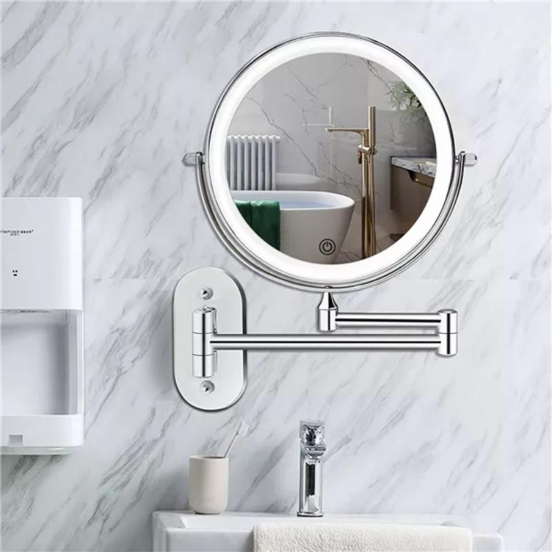 Eleganter Wandspiegel mit 10-facher Vergrößerung und USB-Ladefunktion