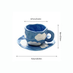 Handbemalte Kaffeetasse aus Keramik mit Untertasse – Teeset