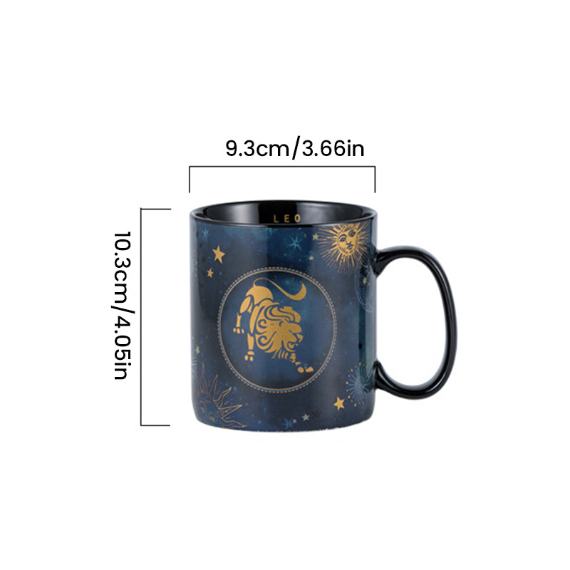 Kaffeetasse aus Keramik in Kobalt Blau mit 12 Sternzeichen