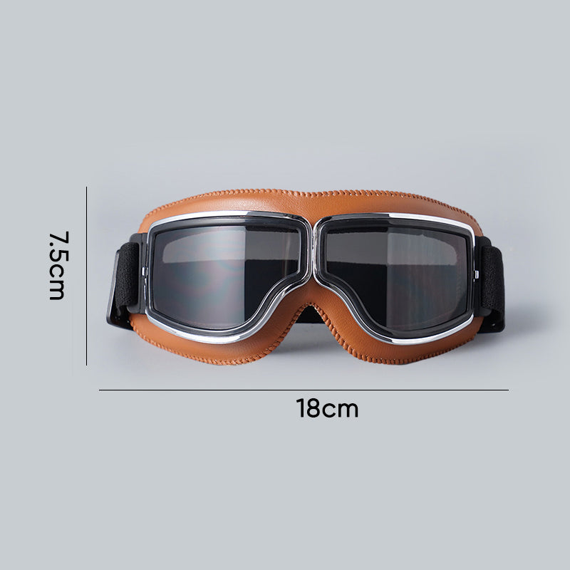 Vintage Motorradschutzbrille mit wechselbaren Gläsern und Komfortpolsterung