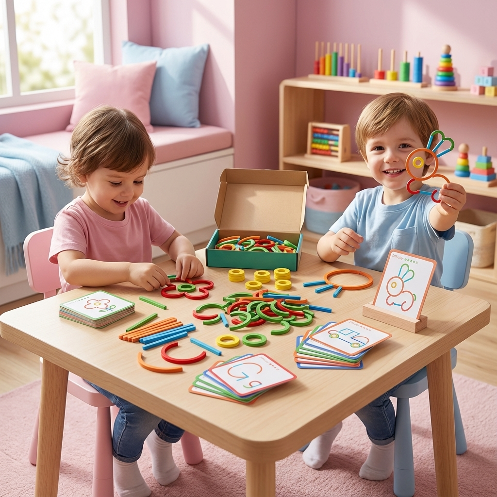 Montessori Puzzle mit Stöcken und Ringen – Pädagogisches Spielzeug