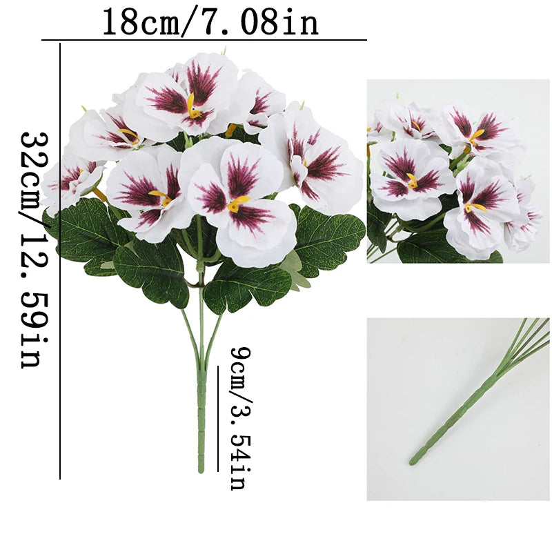Elegant Artificial Pansies | 5 Stems for Events and Decoration
