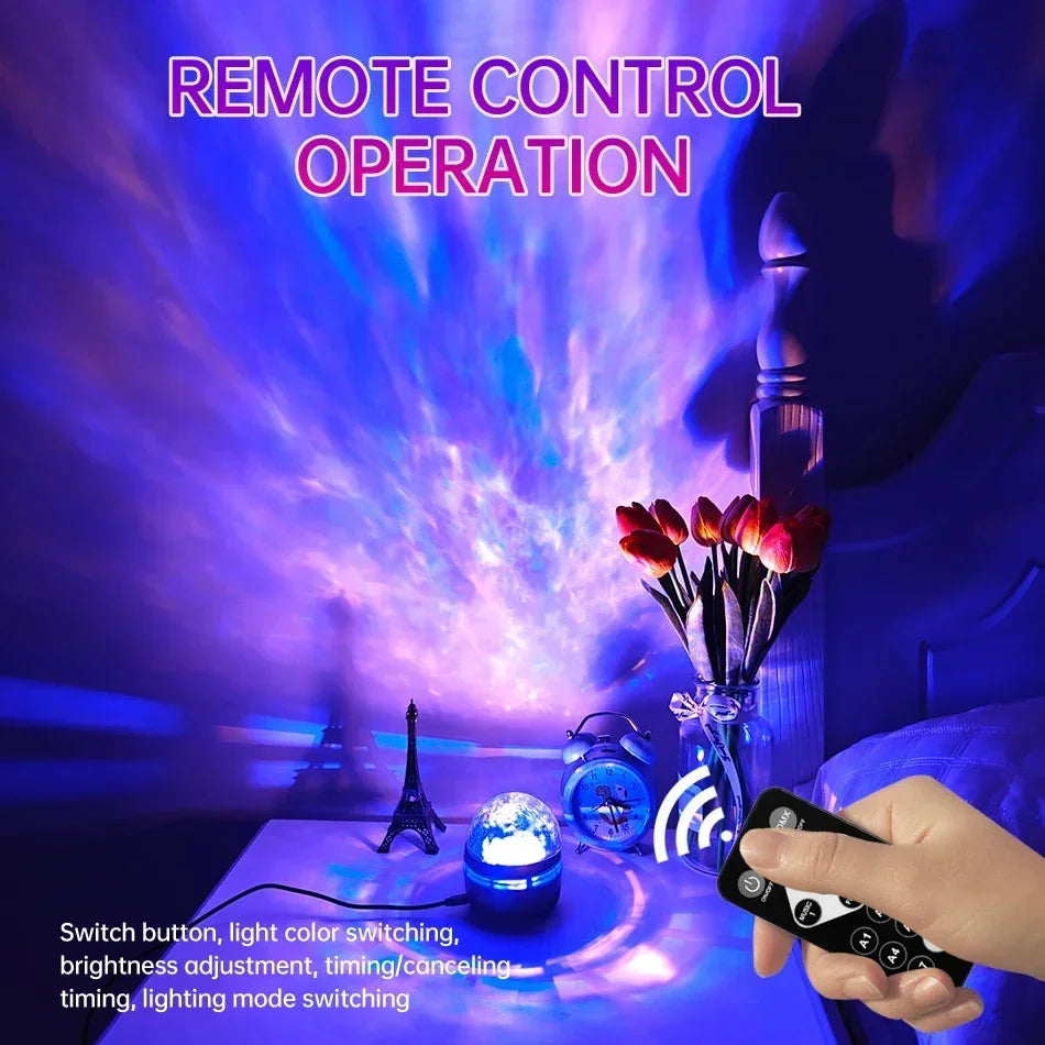 LuminaSky Star Projector | LED Night Light with Aurora Effect | USB-Powered & Remote Control | Ideal for Living Rooms & Kids' Rooms