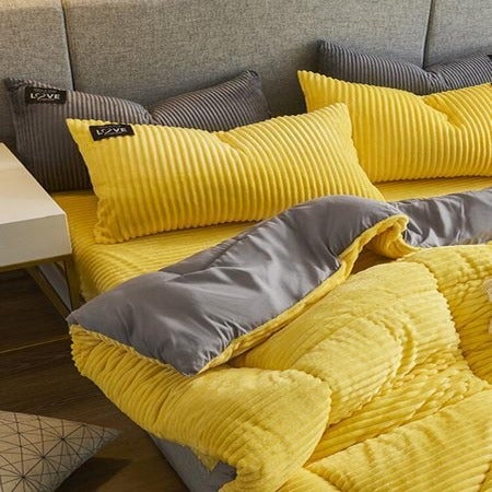 Cozy Corduroy Velour Duvet Cover Set for Winter