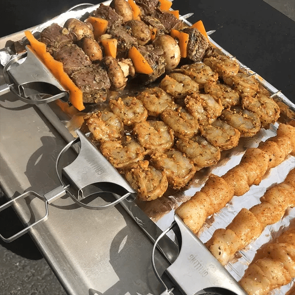 Edelstahl Grillspieße mit praktischer Schaufel (3er Set)