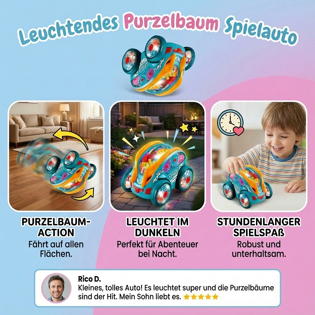 Spielauto mit leuchtenden Purzelbaum-Funktionen
