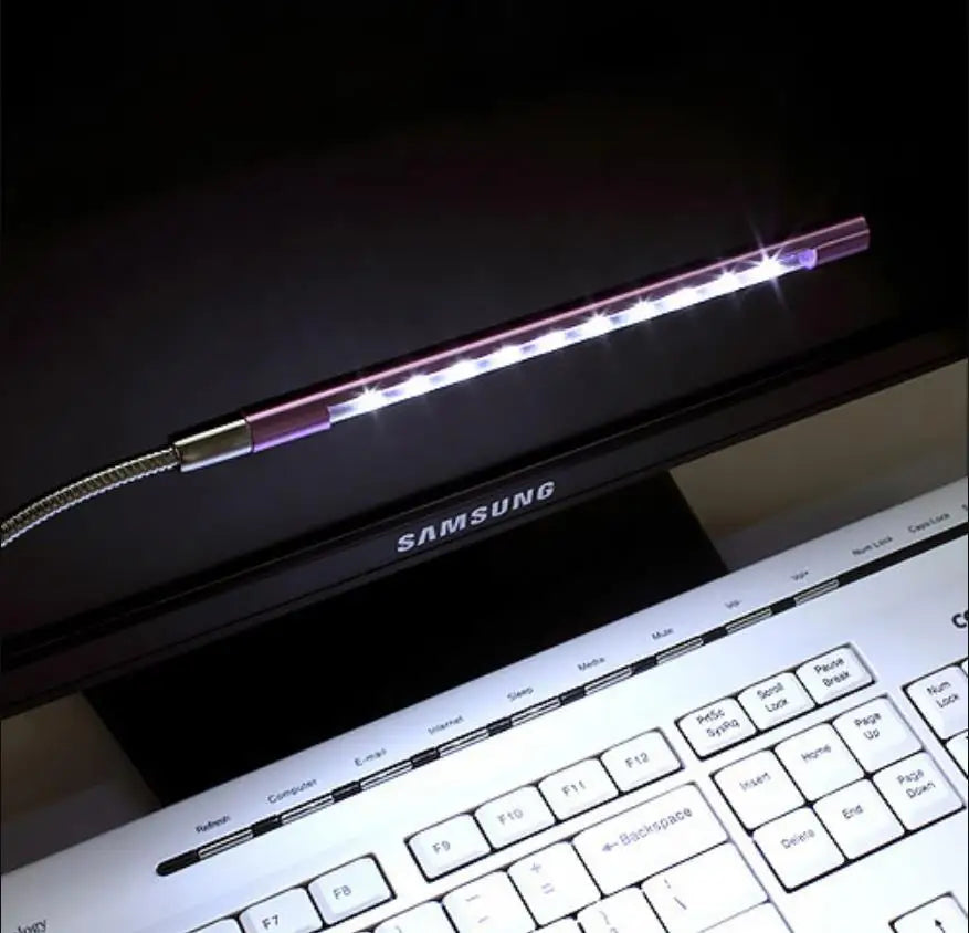 FlexiLight USB LED Leselampe | Flexibler Schwanenhals & 10 LEDs | Tragbares Licht für Laptop & Powerbank
