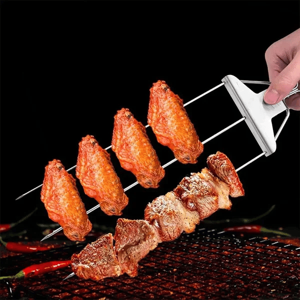 Edelstahl Grillspieße mit praktischer Schaufel (3er Set)