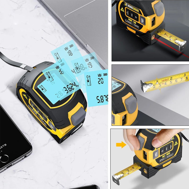 3-in-1 Laser-Messgerät mit Band | TechMeasure