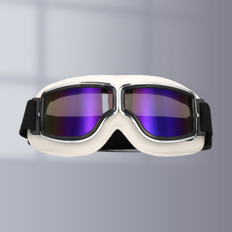 Vintage Motorradschutzbrille mit wechselbaren Gläsern und Komfortpolsterung