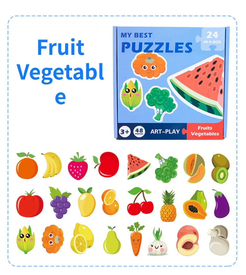 Pädagogisches Puzzle für Kinder mit bunten Motiven zum Lernen