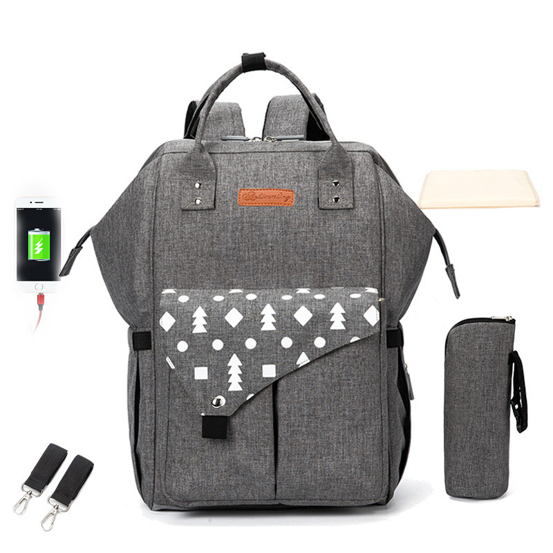 Multifunktionaler Rucksack für Eltern – Baby Wickeltasche mit USB-Anschluss