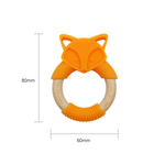 Zahnungshilfe im Fuchsdesign – Beißring aus Holz und Silikon für Babys