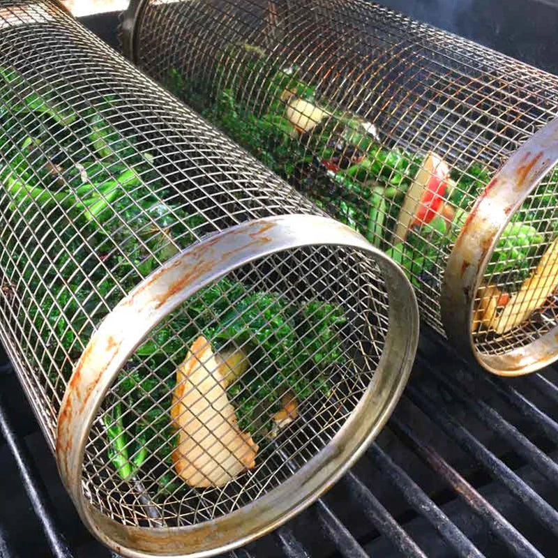 GrillProfi – 360° Stainless Steel Grill Basket for Perfect BBQ | 2 for the Price of 1 | Even Cooking Without Burning | Ideal for Meat, Vegetables & Smoking