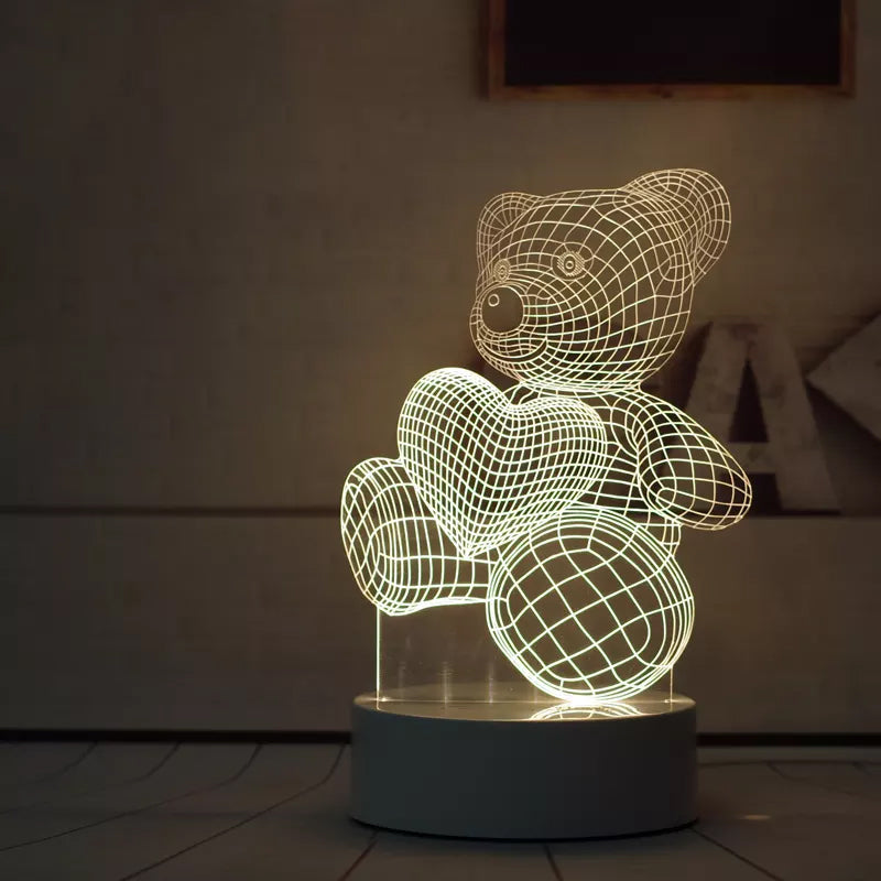 3D Nachtlicht in Form eines Liebesbären