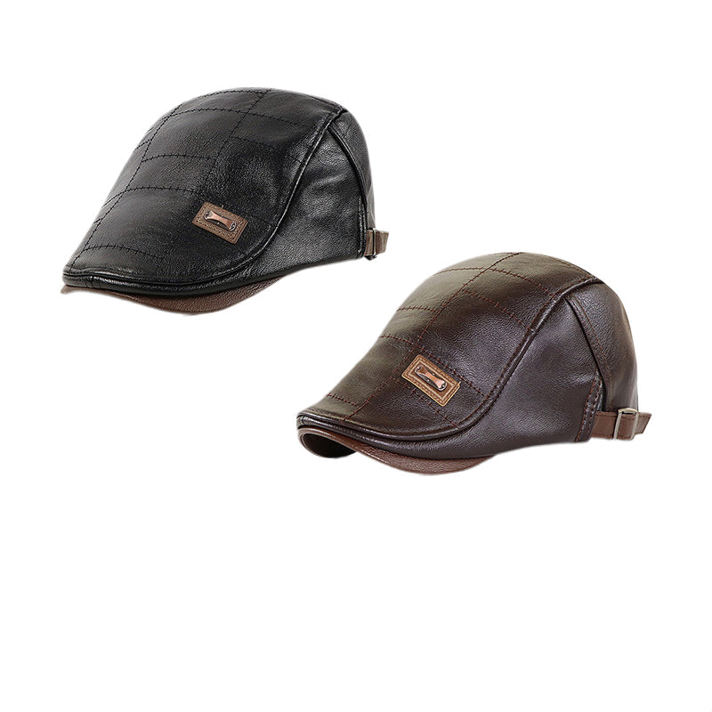 Luxurious Leather Plush Hat | Stylish Warmth for Winter