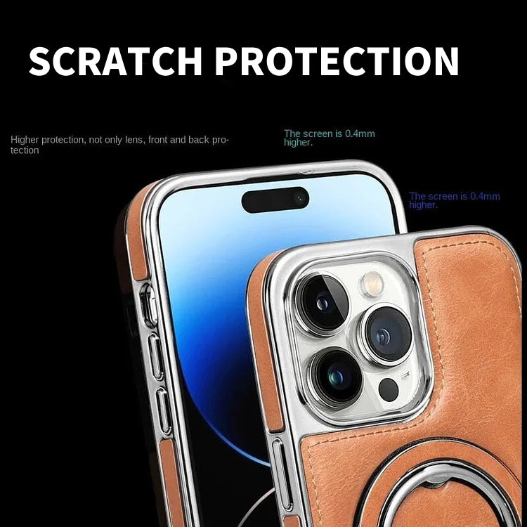 Elegante Lederhülle für iPhone mit Magnetständer – Stilvolle Sicherheit