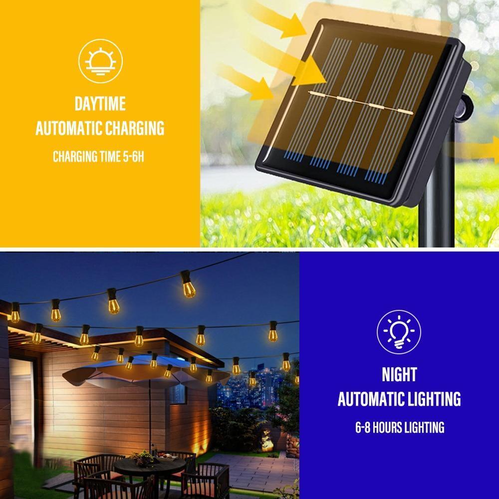 Solarbetriebene Lichterkette für Außenbereiche