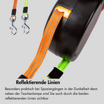 DuoLeash Doppel-Leine für Hunde – Ausziehbar, knotenfrei mit Taschenlampe