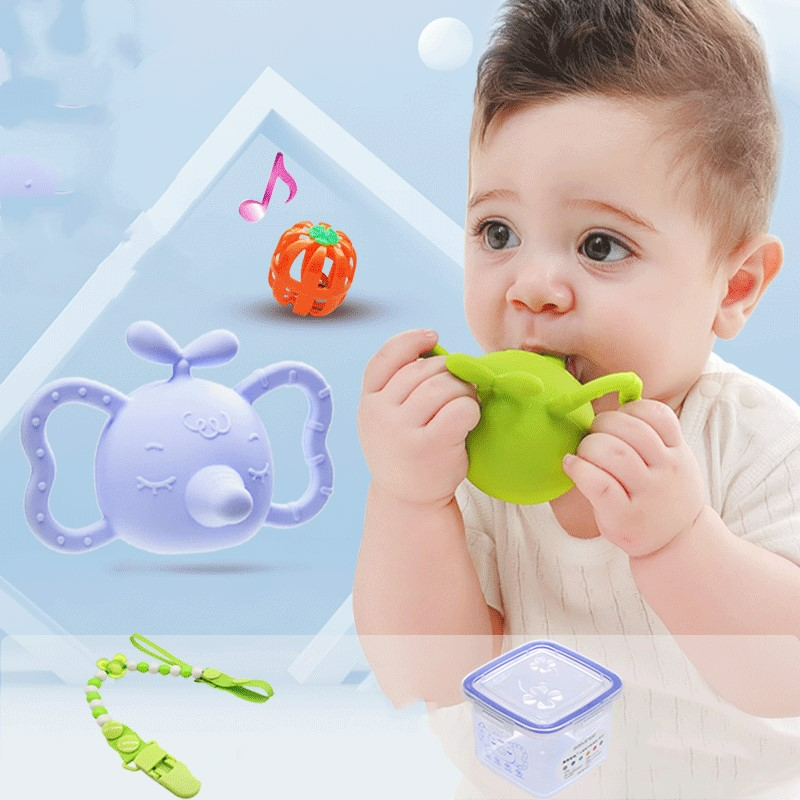 Baby Beißspielzeug aus Silikon im Elefantenmotiv