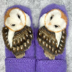 Wollige Nordic-Handschuhe mit Eulenmotiv für Kinder