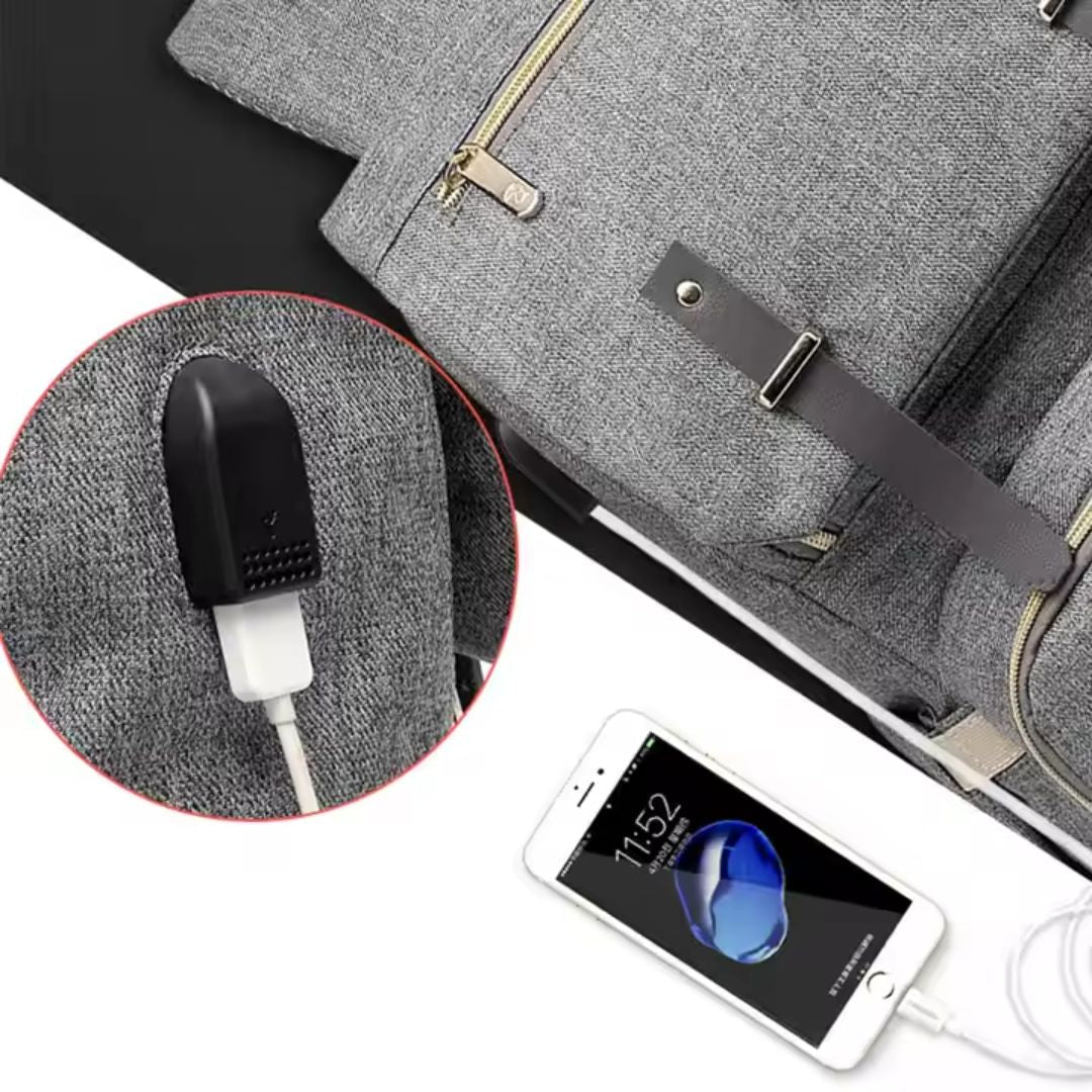 Babywickelrucksack mit USB – Rucksack für Flaschenwärmer und Ladefunktion
