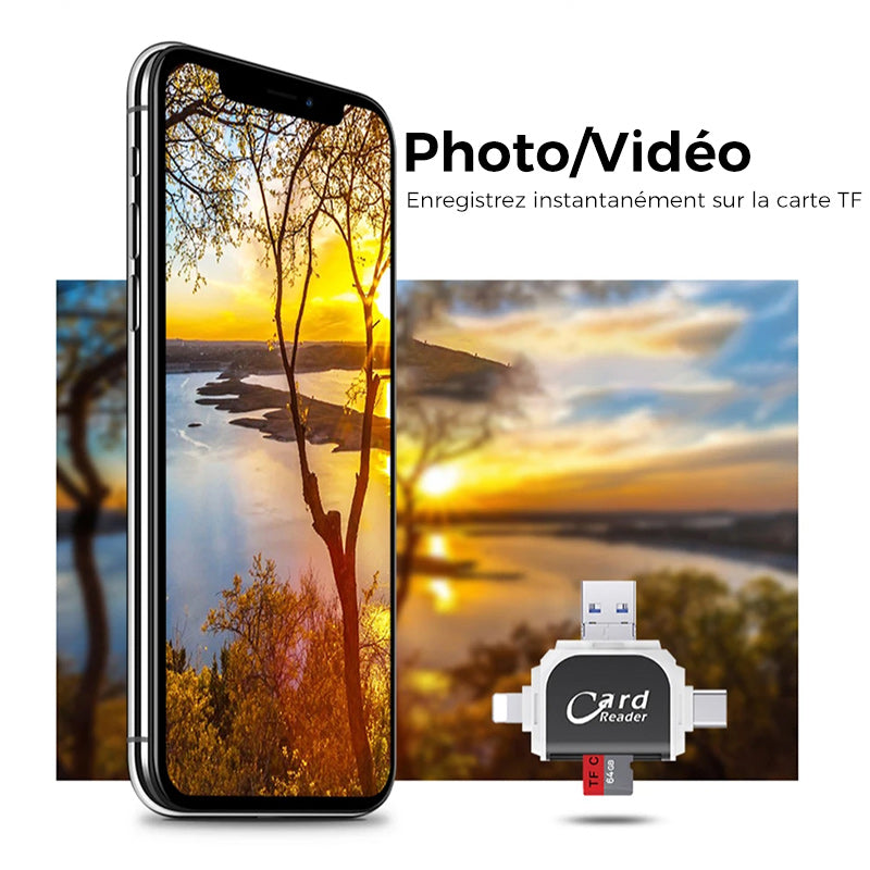 Vielseitiger 4-in-1 Kartenleser für SD und TF-Karten