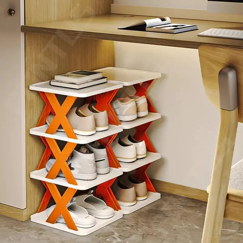 Platzsparendes Schuhregal mit 6 Ebenen aus robustem Kunststoff