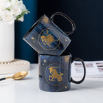 Kaffeetasse aus Keramik in Kobalt Blau mit 12 Sternzeichen
