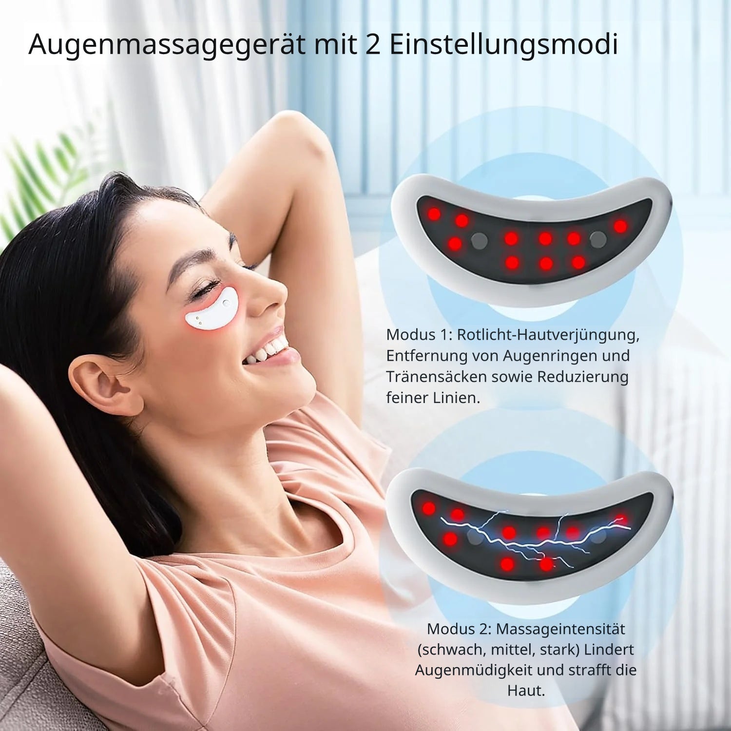 Effektives Gerät gegen dunkle Ringe und Schwellungen mit rotem Licht