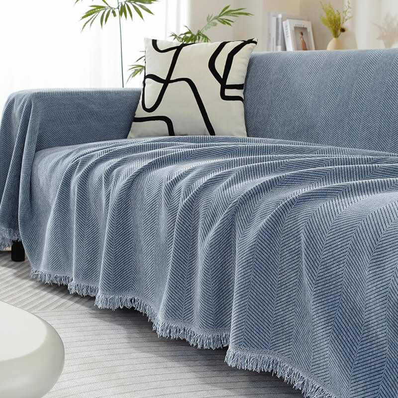Elegante Chenille-Decke mit Fransen für Ihr Sofa