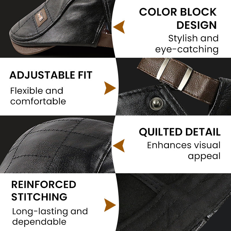 Luxurious Leather Plush Hat | Stylish Warmth for Winter