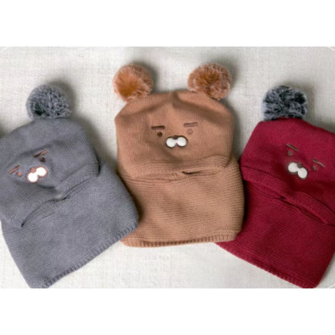 Warme Strickmütze für Babys mit Ohren – Fleecefutter und Tierdesign