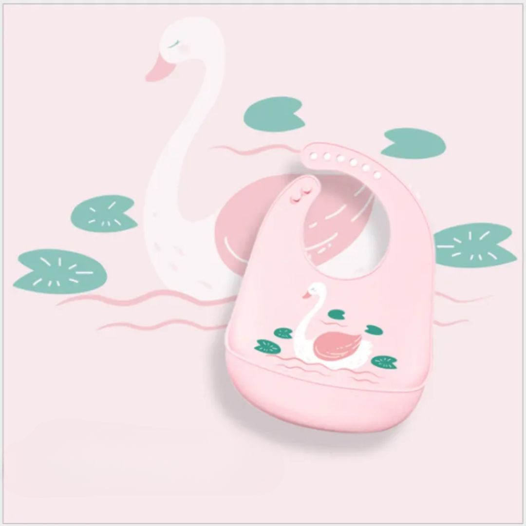 Weiches Silikon Lätzchen mit Tierdesign und Auffangschale für Babys