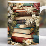3D Kaffeetasse mit kunstvollem Blumenmuster - Geschenk für Bücherliebhaber